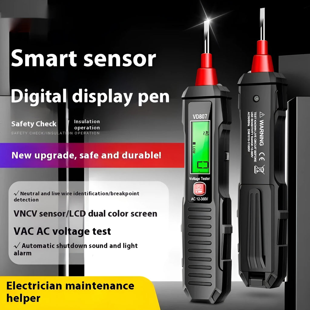 Digital voltage tester pen with LCD display for 12V to 300V electrical detection