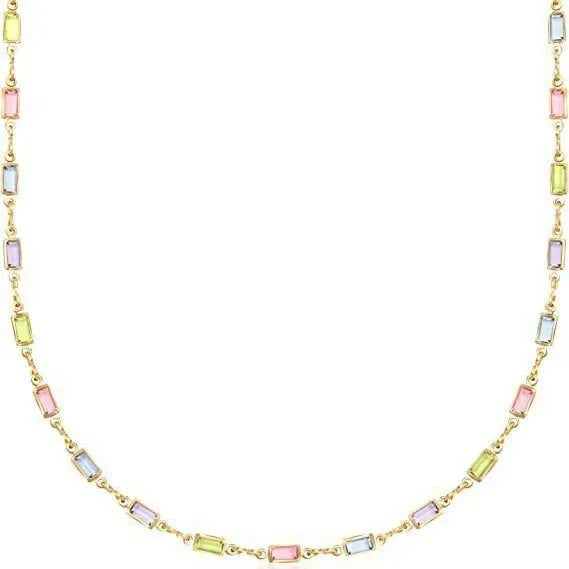 Geometric ladies alloy necklace with coloured glass pendant on a 41-50cm chain.