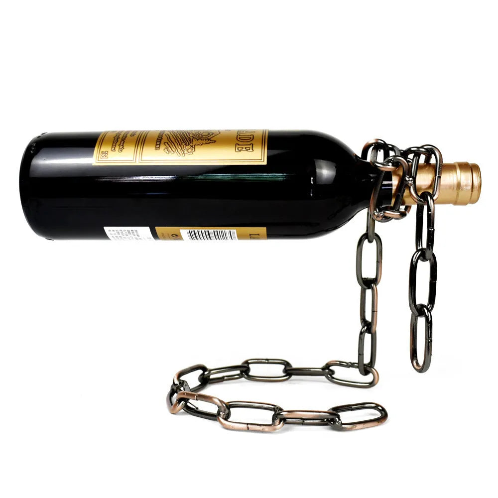 Iron chain wine rack bracket in electroplated finish dimensions 20x14x21cm