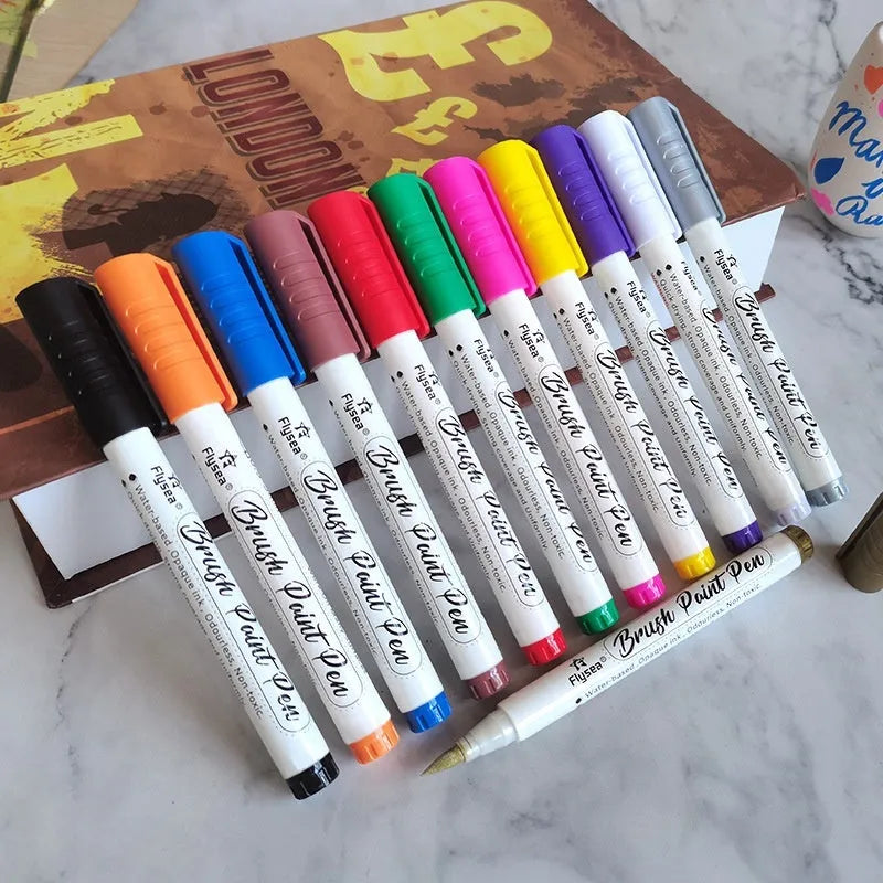 Set of soft tip gouache paint marker pens for hand lettering and acrylic art projects