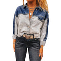 Women's loose fit denim coat with multiple buckle fastenings in single row arrangement