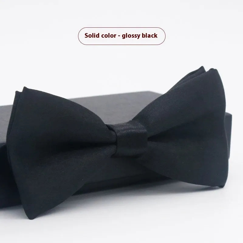 Solid colour flat head polyester bow tie for formal wear and weddings