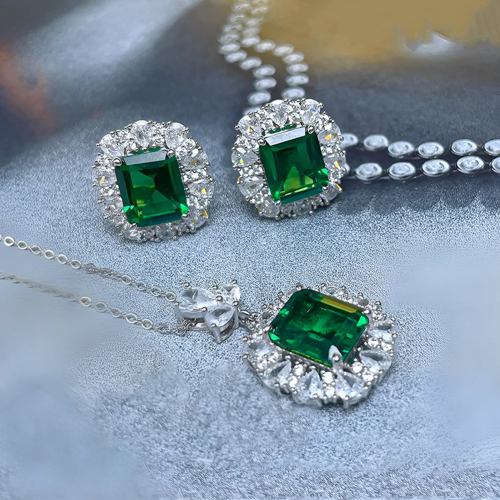 French royal style copper jewellery set with floral necklace, earrings, and ring on a white background.