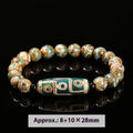 Handmade dzi bead bracelet with 8mm barrel beads in green, unisex geometric design.
