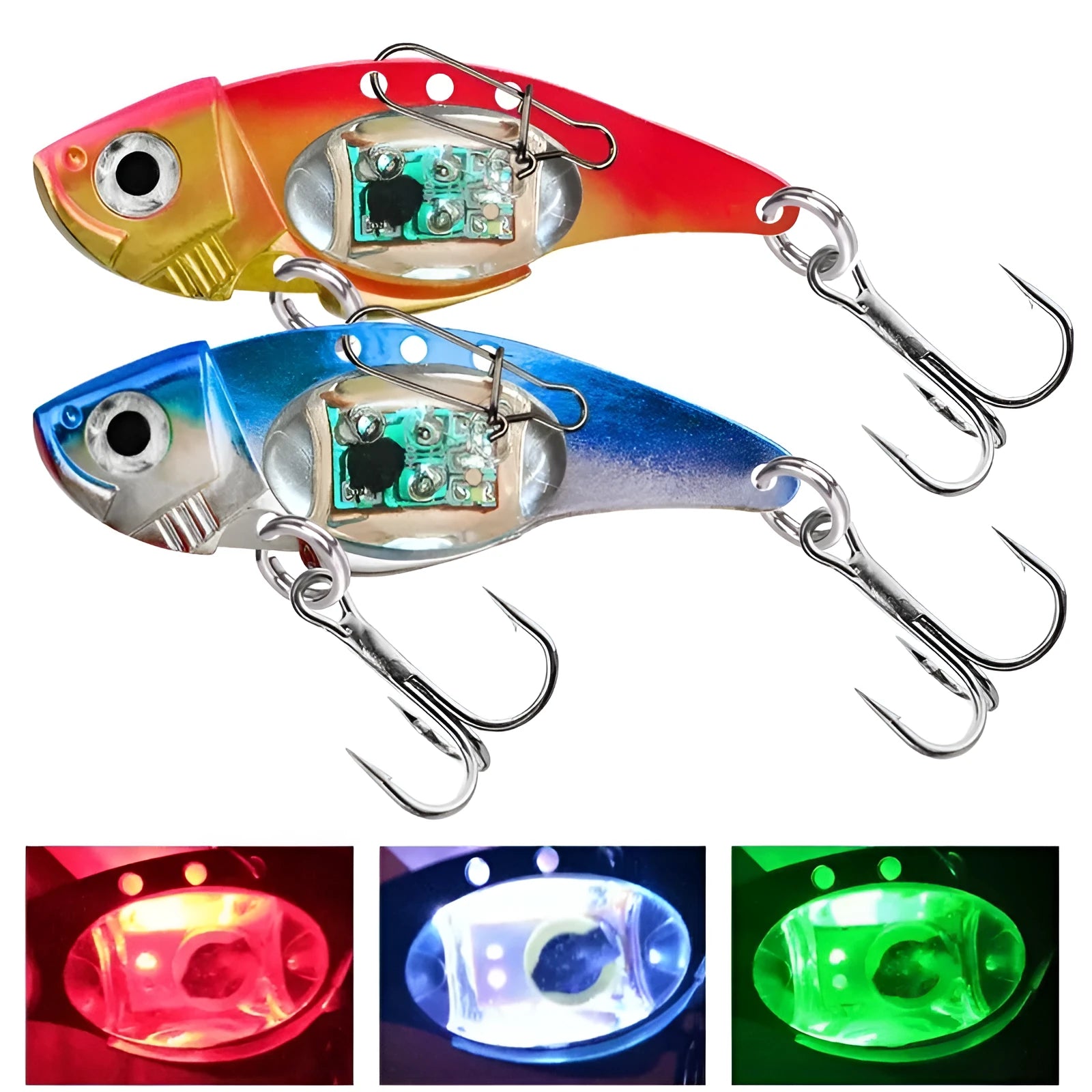 Lure Metal Vib Electronic Lure fishing bait luminous metal vib body blue and red colour options
