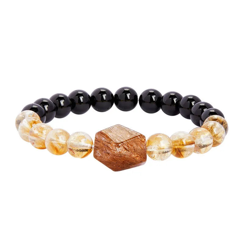 Natural obsidian women's bracelet in Ink Cloud Jinhua style, Ink Rhyme colour option, with certificate