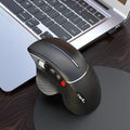 T32 wireless vertical ergonomic mouse in black or silver matte finish with aluminium side roller.