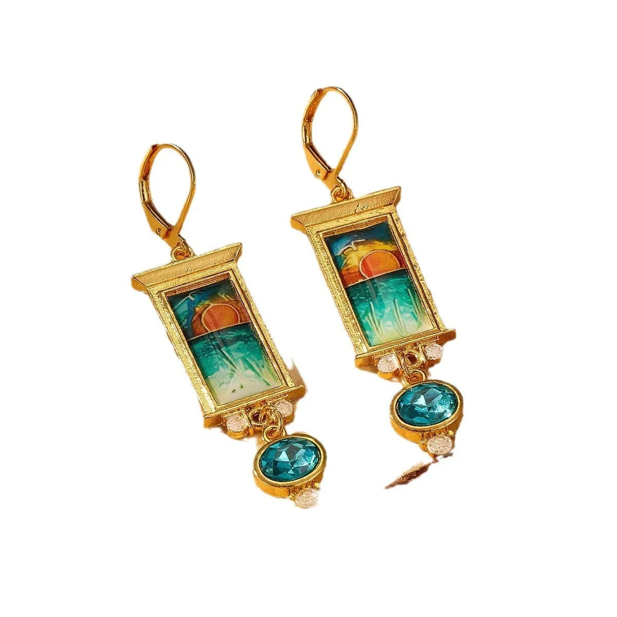 Gold retro simple and exaggerated earrings made from alloy with electroplating, one pair