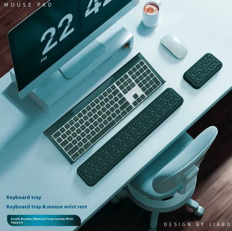 Double-sided keyboard mouse pad with memory foam wrist support in multiple colour options