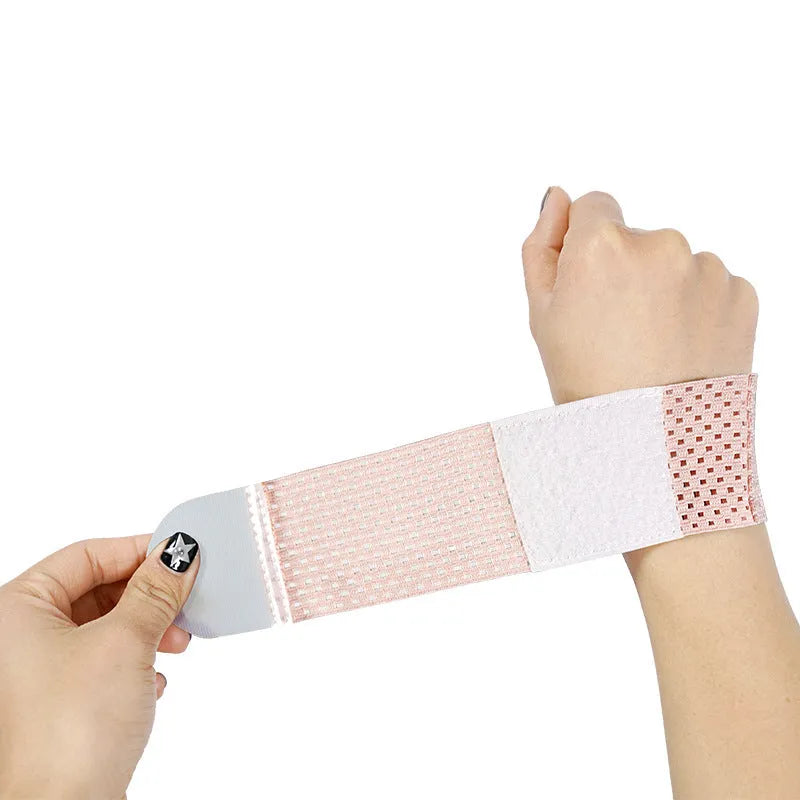 A black elastic breathable wrist guard for athletic sports and gym workouts.