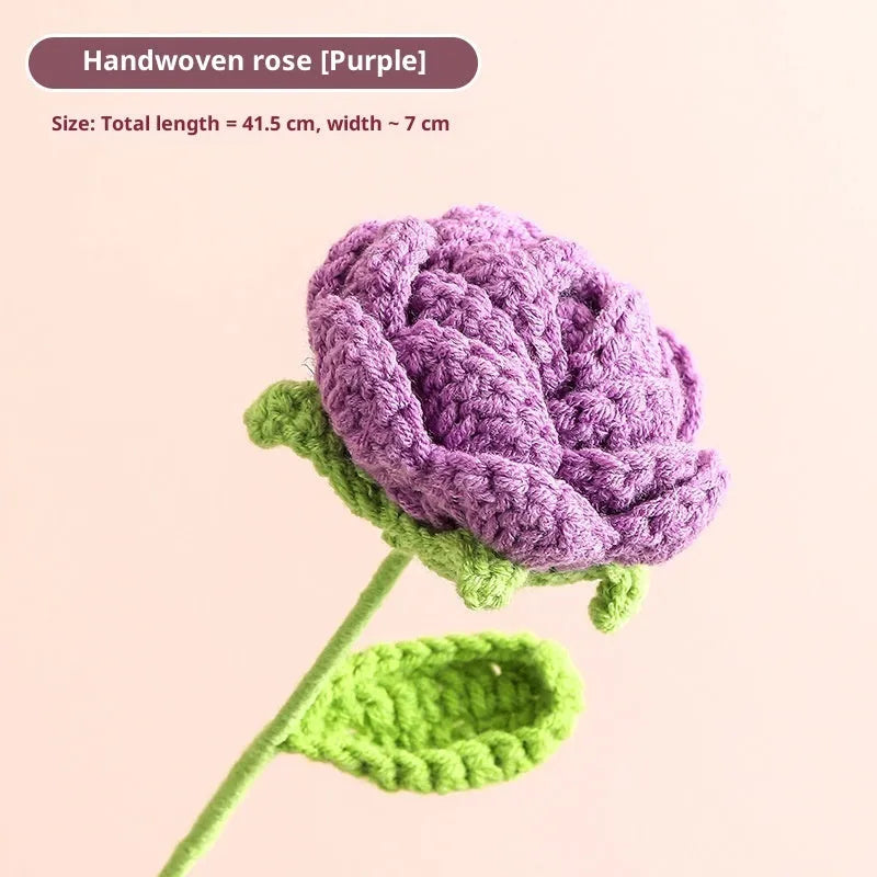 Hand-woven yarn artificial rose bouquet in gradient pink colour for wedding decoration