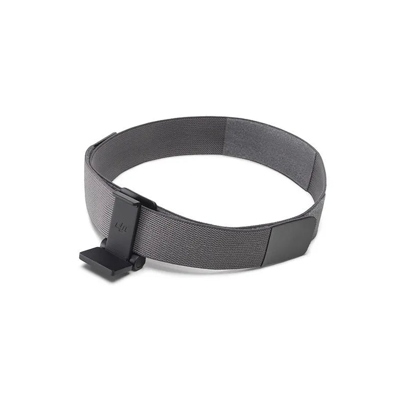 DJI Osmo Action 2 magnetic suction headband with polyester strap and plastic mount on a white background