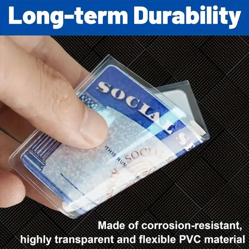 Transparent PVC social security card holder showing clear waterproof cover for ID cards with urban simplicity design