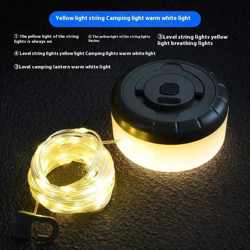 Rechargeable outdoor string lights with 30 beads on 8 metre waterproof cord