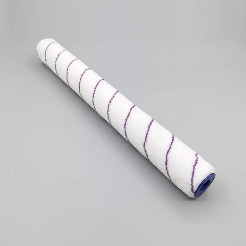 Paint roller set with 18-inch aluminium pole, three brush heads, brackets, and black tray for wall painting