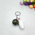 Mini simulation sports bowling ball keychain pendant charm in PVC metal with key ring
