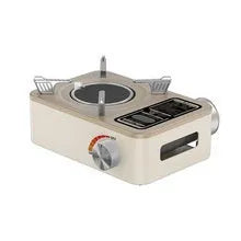 White portable infrared gas stove with windproof design for outdoor camping cooking