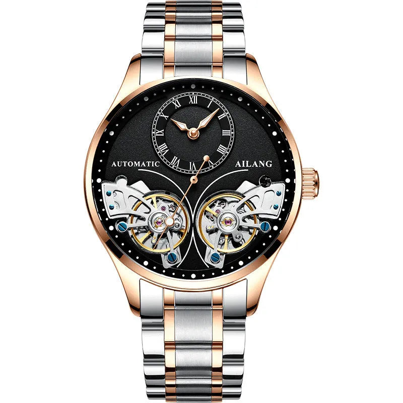 Seiko automatic men's watch with tourbillon and moon phase complications on wrist
