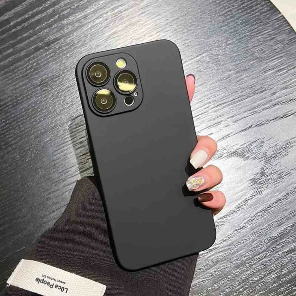 Ultra-thin frosted PC anti-fall case for iPhone in matte solid colour, with lens film