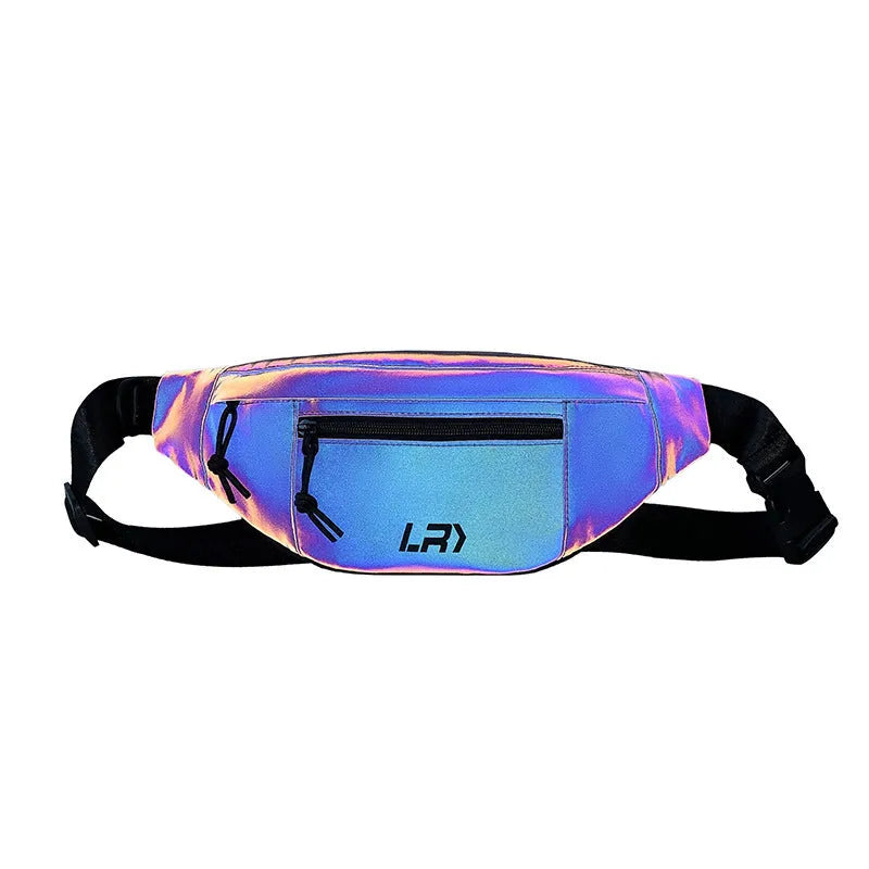 Blue reflective crossbody chest cycling bag with open pocket design and soft handle