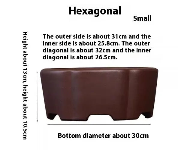 Square purple clay succulent bonsai pot in classical design for tabletop or floor placement
