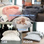 Grey dog bed with plush velvet cover and raised rim for small to large breeds