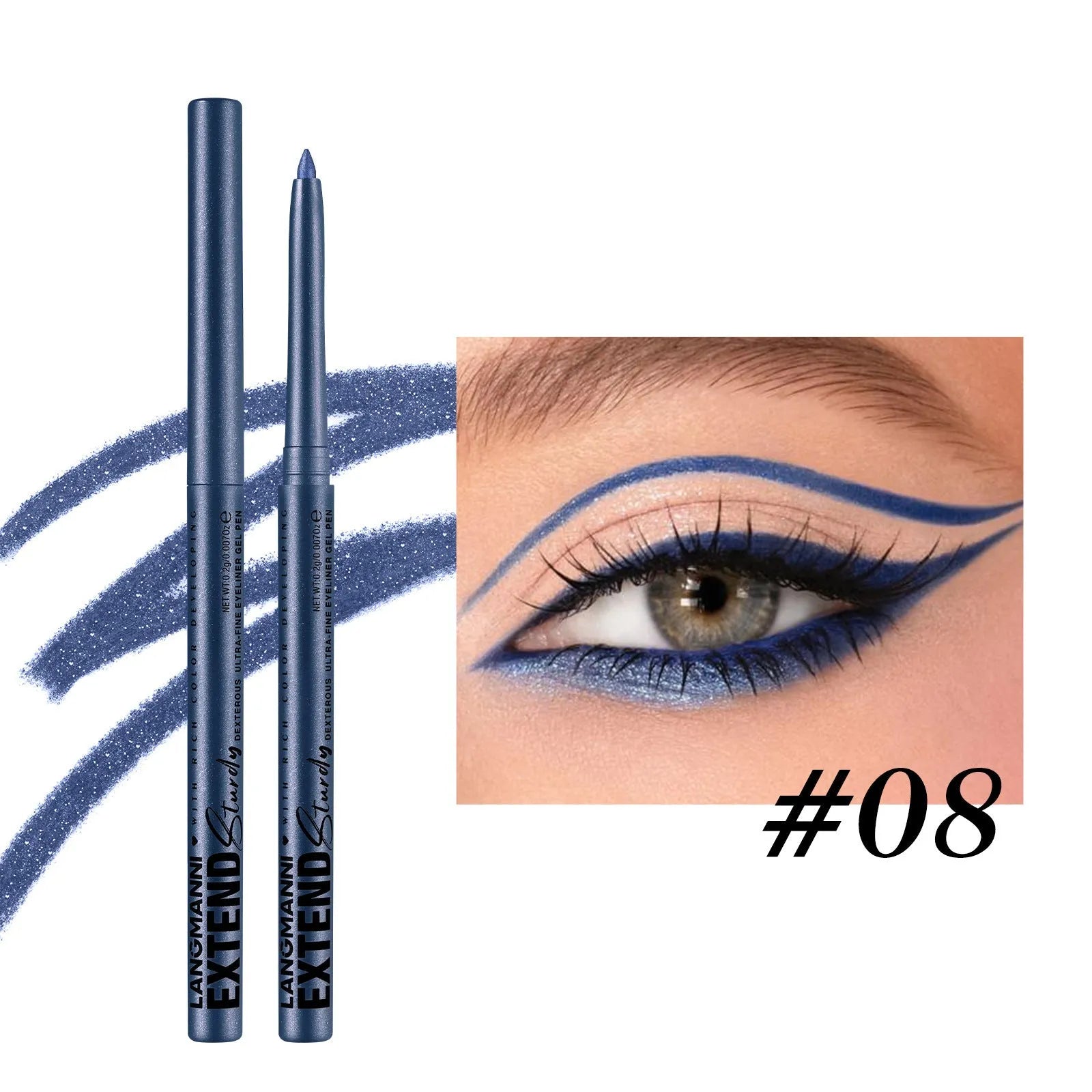 Set of 12 colourful gel glitter eyeliner pencils in vibrant shades for waterproof, long-lasting makeup.