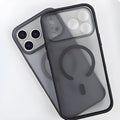 Magnetic skin-feel iPhone case in Matte Black with fine hole lens and anti-fall full cover design.