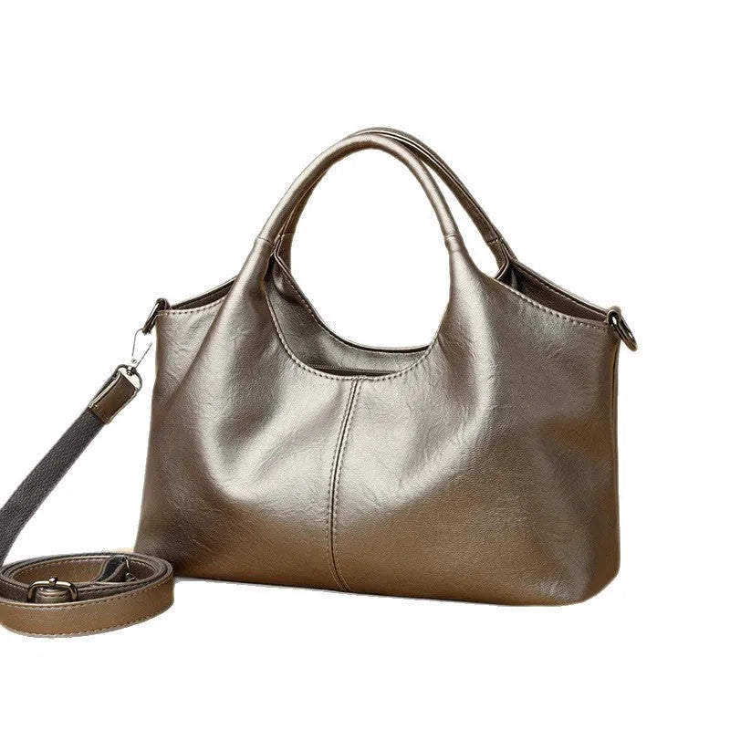 Women's genuine leather crossbody bag in seven colour options showing front view