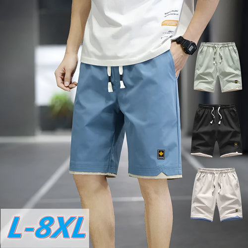 South Korea style casual beach shorts with loose fit and straight cut in micro-elastic polyester fabric