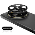 Frosted lens protector film for Xiaomi 14U in black edge, explosion-proof and drop-proof camera lens guard.