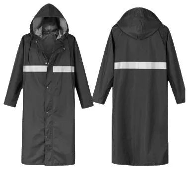 Adult long one-piece waterproof raincoat in navy blue, sizes XXL to XXXXL, full-body outdoor rain cover