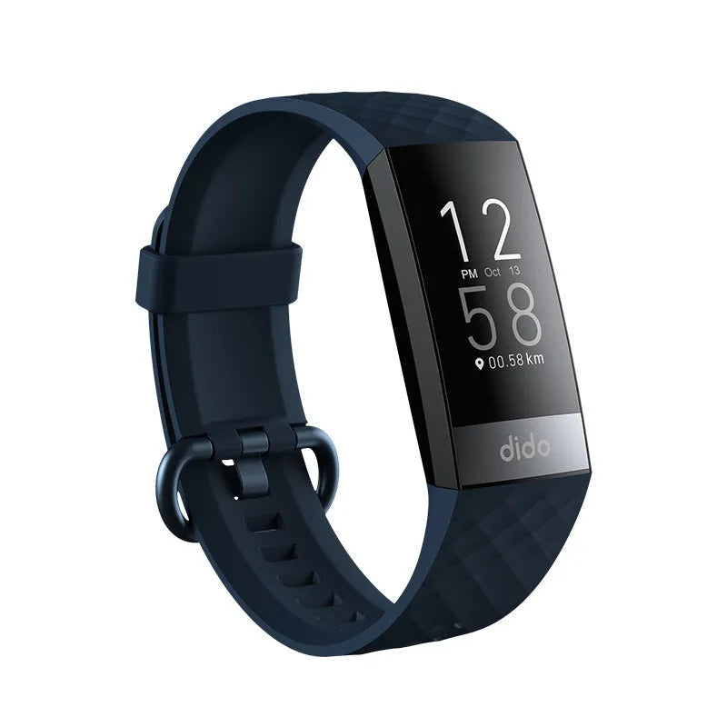 Y6 Black smart health bracelet on wrist showing blood pressure and ECG monitoring on its 1.1-inch screen.