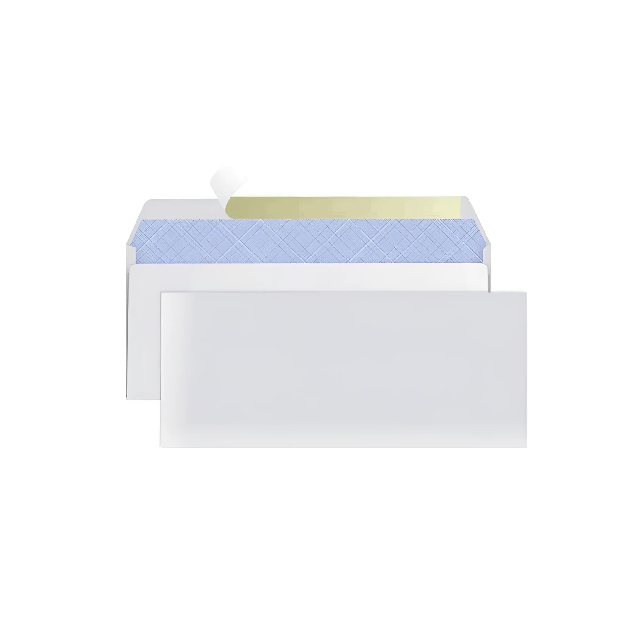 Blue self-adhesive confidential security envelope showing tamper-evident design and 105x240mm dimensions