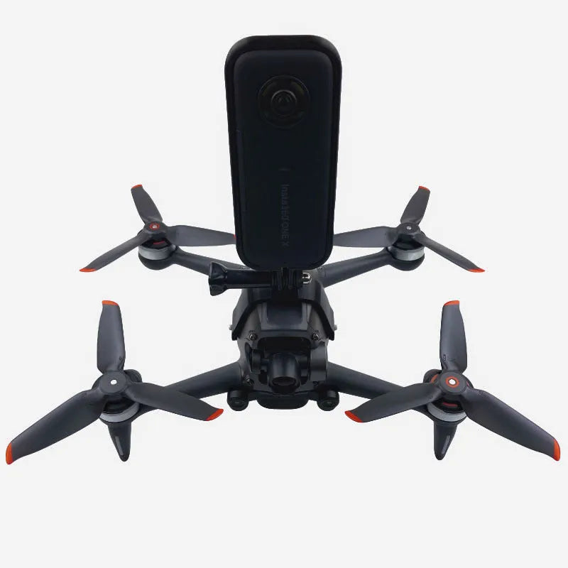 3D printed hard plastic expansion bracket with sponge padding for mounting GoPro cameras to drones