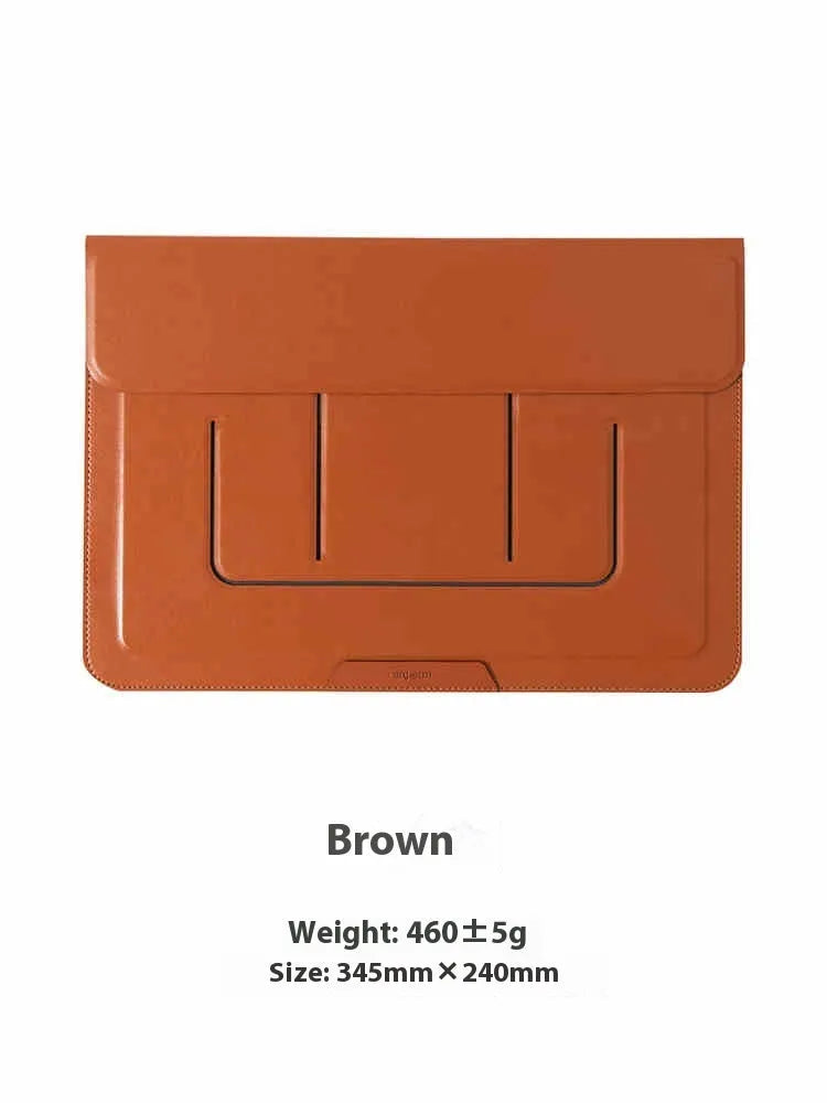 Brown laptop bracket bag with integrated adjustable stand for 13.3 inch notebooks