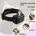 Automatic bark stopper dog training spray collar in black, made from ABS material, with strap attached