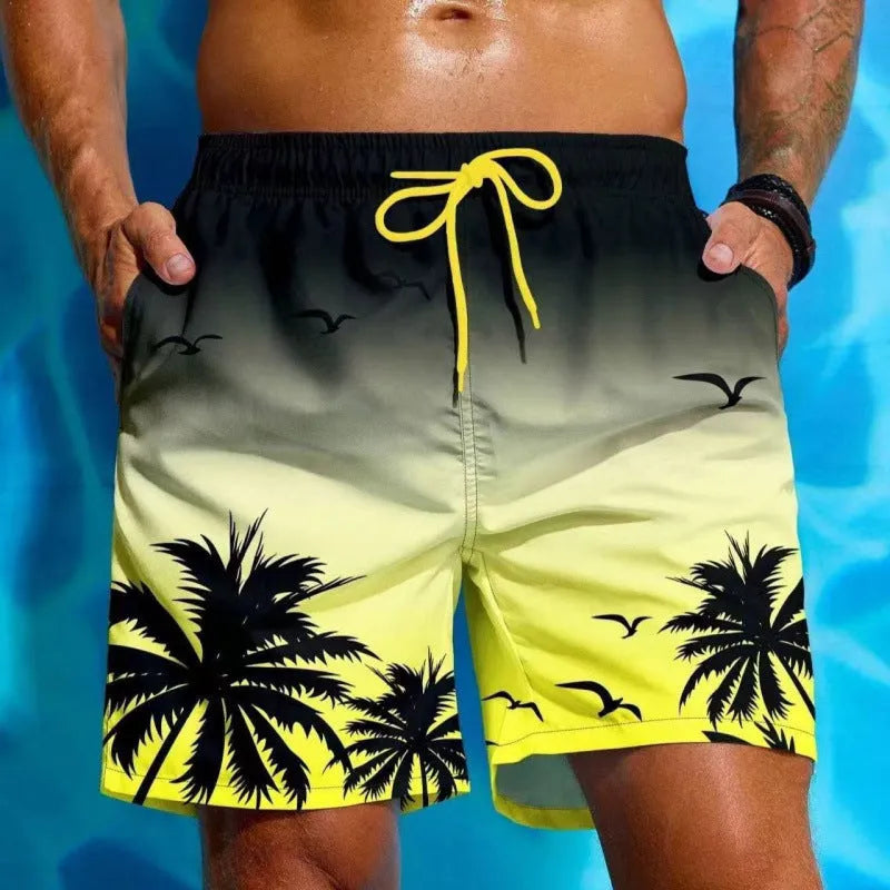 Men's ethnic style swimming trunks with loose board short design in polyester fabric