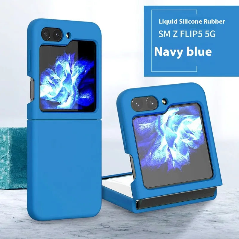 Samsung Z Flip 5 liquid silicone phone case in solid colour with all-inclusive foldable screen coverage