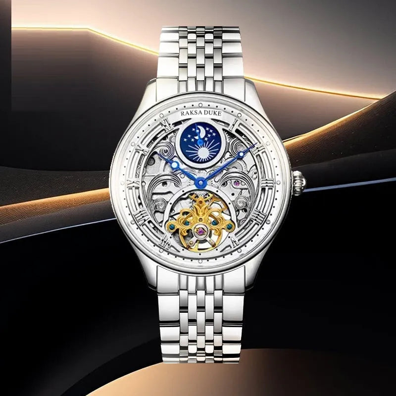 Men's waterproof business watch with stainless steel strap showing 16mm thickness