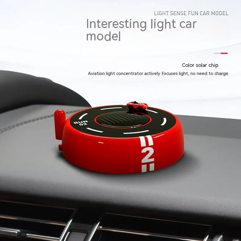 Round solar-powered car air freshener decoration in black, red or white with USB connection