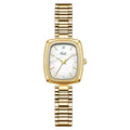 Small gold decorative watch with alloy case and strap, 8mm thick, gold face