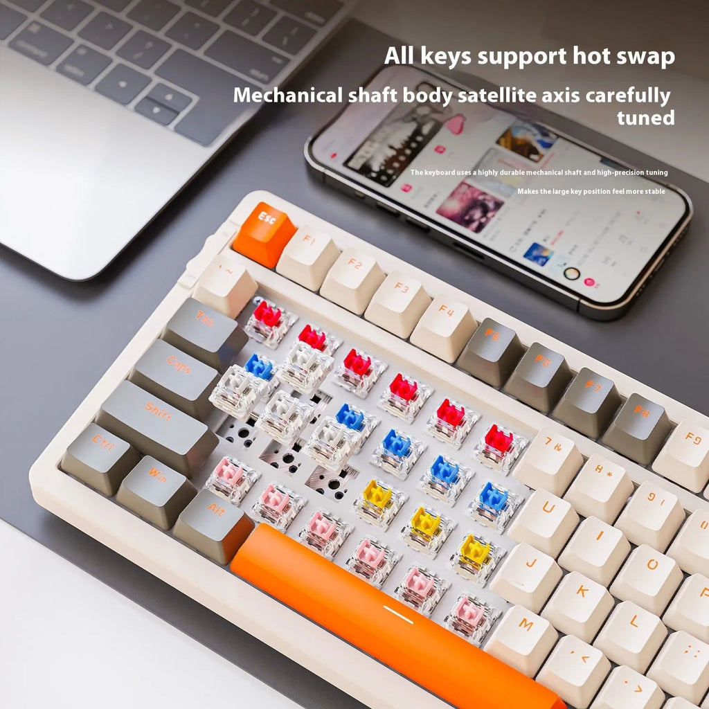 Free Wolf K96 Bluetooth dual-mode hot-swap mechanical keyboard in a choice of four colour-themed versions with RGB lighting.