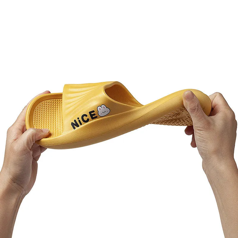 Cartoon pattern EVA flip flop slippers in multiple colours for bathroom use
