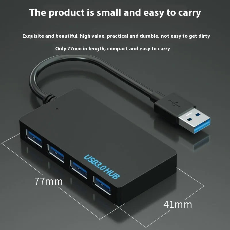 Type-C USB hub extender with 4 ports and 20cm cable in blister packaging