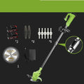 Cordless electric lawn mower with stainless steel telescopic tube on grass