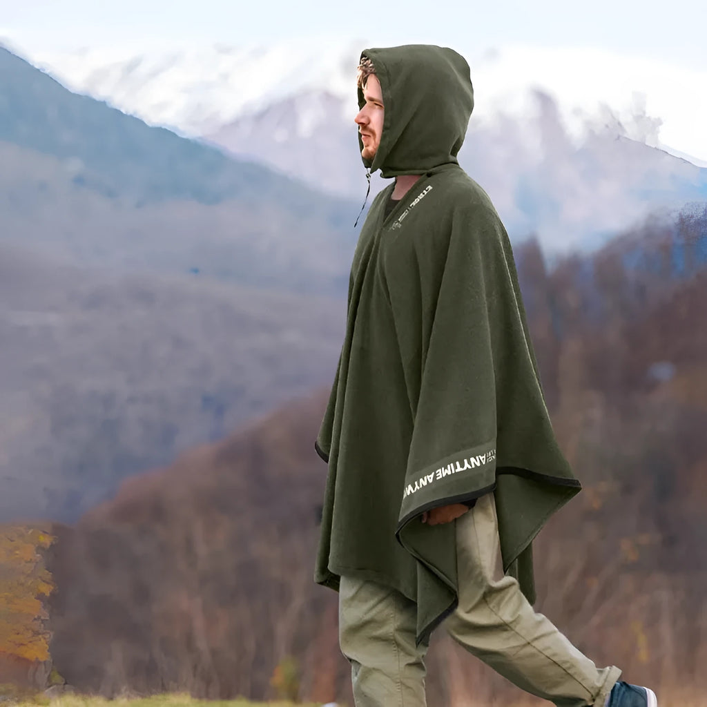 Green fleece multifunctional thermal camping sleeping bag wearable cloak for 1 person outdoor use