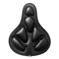 Black mountain bike saddle cushion with TPU and fabric layers on a black saddle