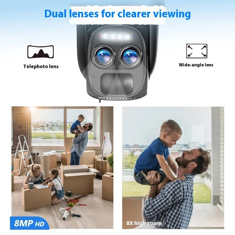 Solar-powered 8x zoom surveillance camera with 4G and wifi connectivity