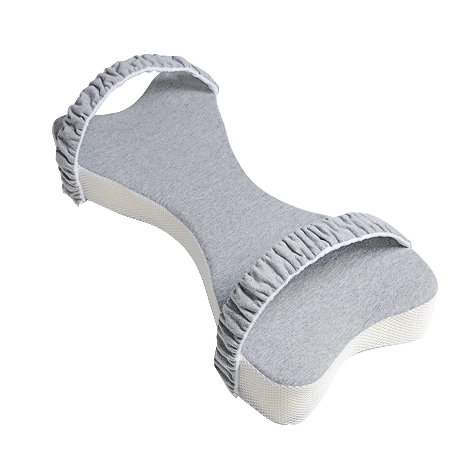 Memory cotton side sleeping knee pillow 70x37x9cm in light blue and light grey with pure cotton cover